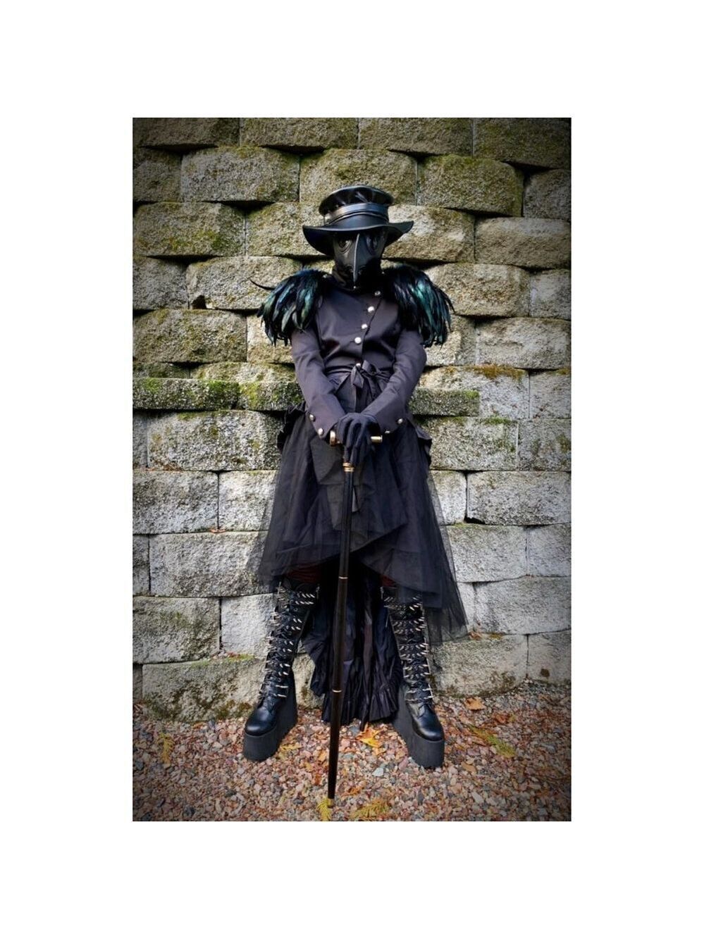 Steampunk victorian swallow tail long trench coat jacket black cosplay punk NWT